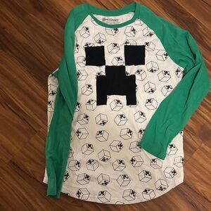 Green and White Kids Long Sleeve Shirt